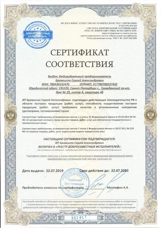 Реестр добросовестных исполнителей в Обнинска